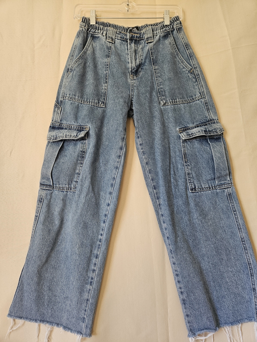 Simple Socuety Cargo Jeans in Light Blue Denim Size 3/26